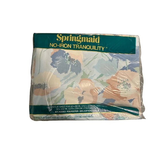 Springmaid No-Iron Tranquility Queen Flat Sheet 60x80 New - Picture 1 of 3